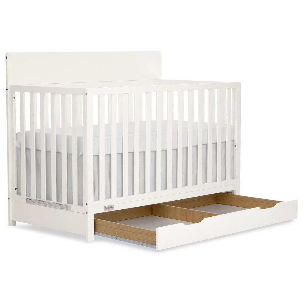 Evolur Meadowbrook 4-In-1 Convertible Crib with Drawer in Cannolia Cream, , large