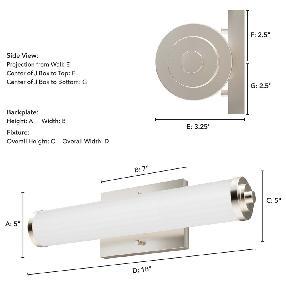 Hunter Holly Grove 18&quot; 2-Light Vanity with Cased White Shade in Brushed Nickel, , large