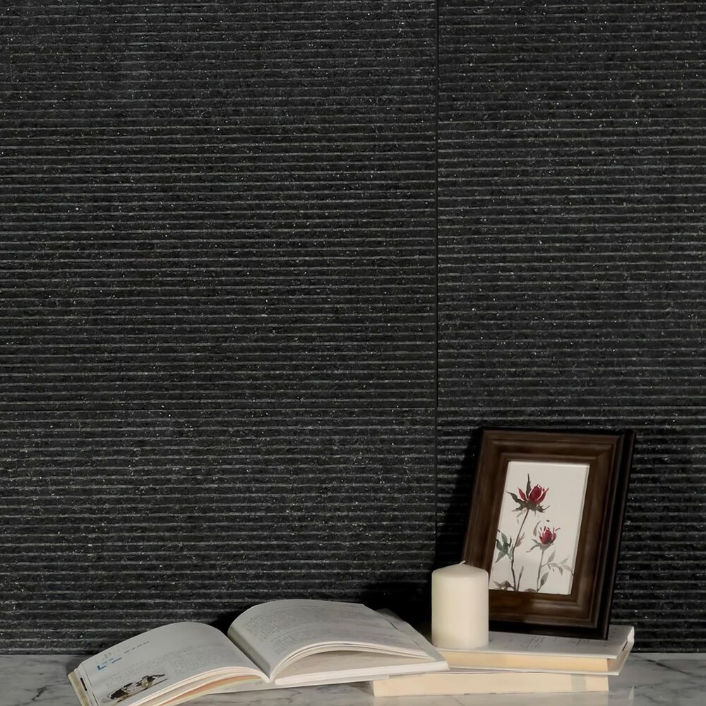 Soho Studio Carvina Carved Cube Noir Black 12" x 24" Stone Tile, , large