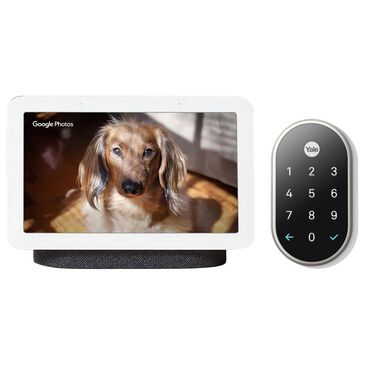 Google Nest Hub - Charcoal (2nd Generation) + Yale Lock Electronic Deadbolt in Satin Nickel, , large