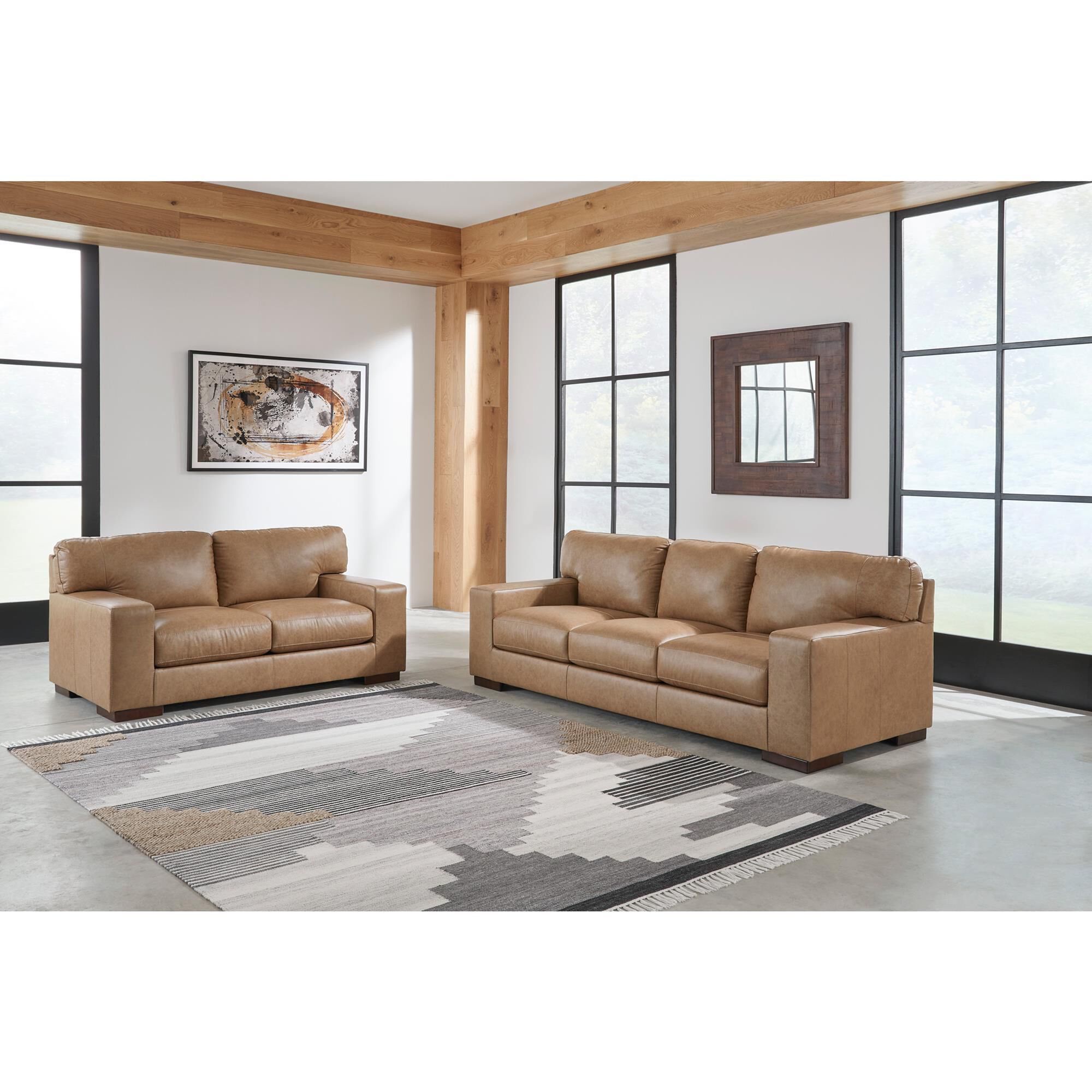 Ashley Lombardia Stationary Loveseat in Tumbleweed