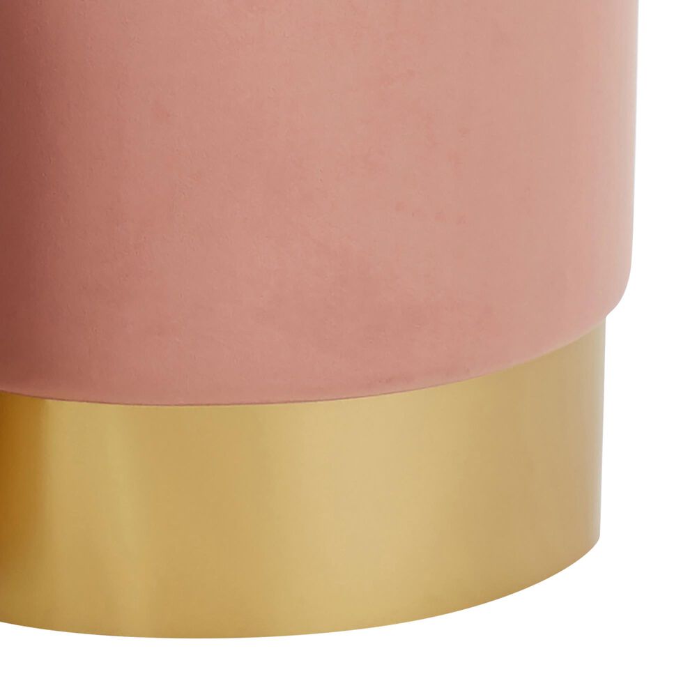Lumisource Marla 2-Piece Nesting Ottoman Set in Pink Velvet and Gold, , large