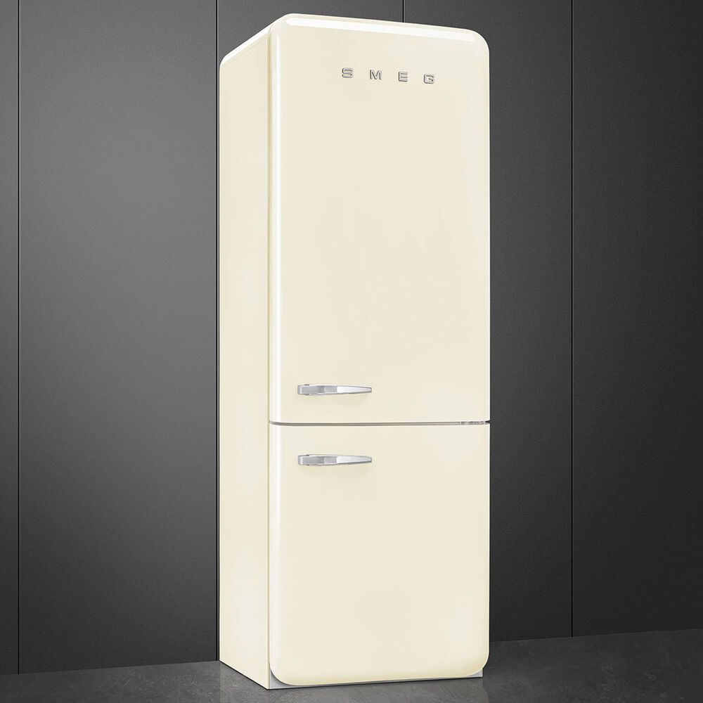 SMEG 18.01 Cu. Ft. Retro Bottom Freeze Refrigerator with Left Hinge in Cream, , large