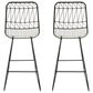 Hearth and Haven Niez Outdoor Counter Stool with Ivory Cushion in Black (Set of 2), , large
