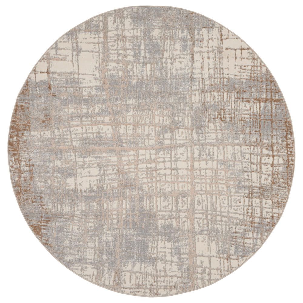 Nourison Rush 6" Round Ivory and Taupe Area Rug, , large