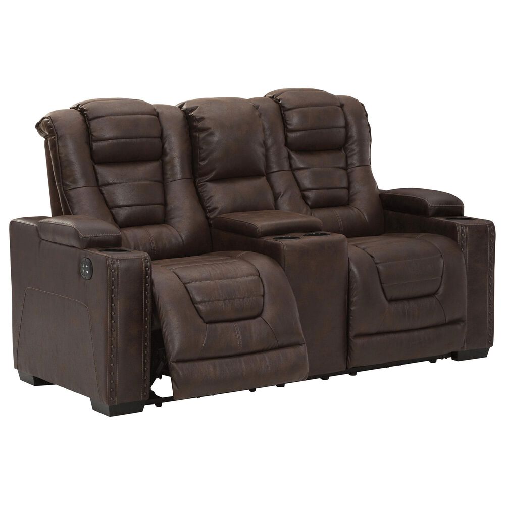 Ashley Owner&#39;s Box Power Reclining Loveseat with Console in Thyme, , large