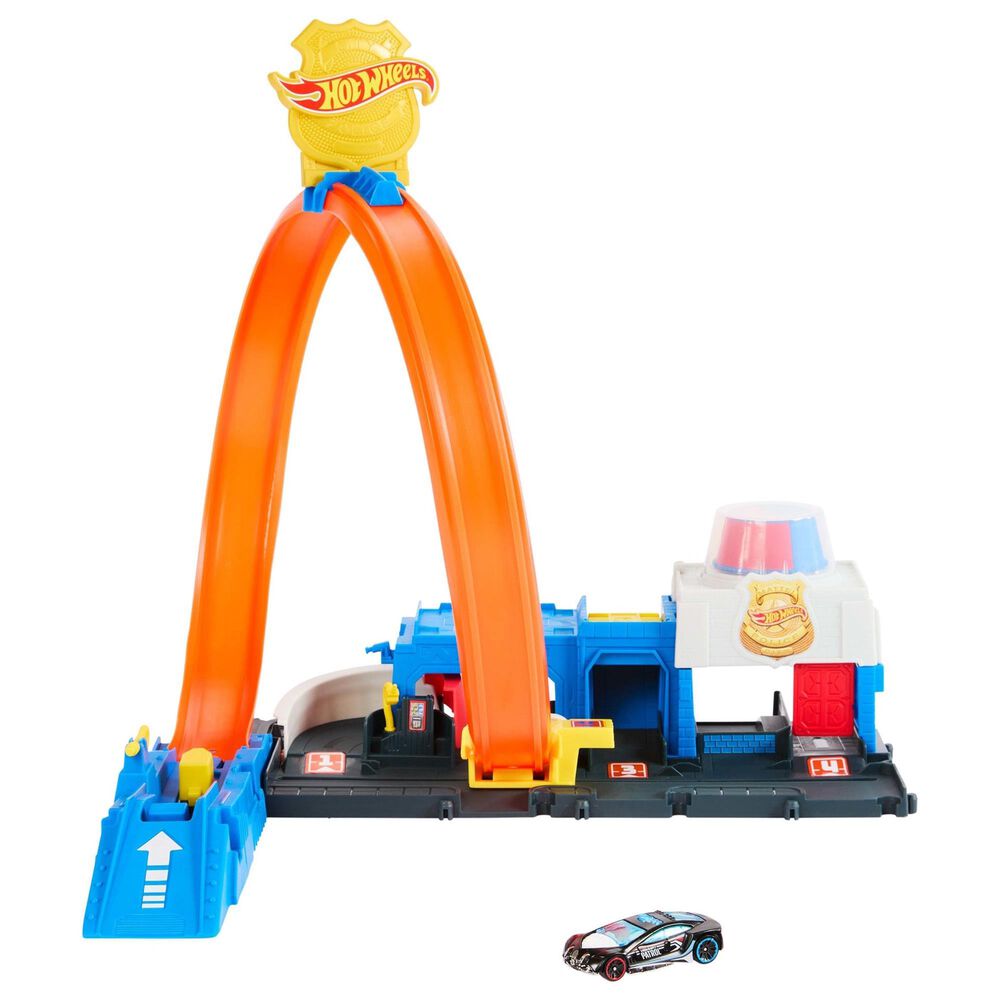 Hot Wheels City Super Police Station Playset with 1:64 Scale Police Toy Car in Multicolor, , large