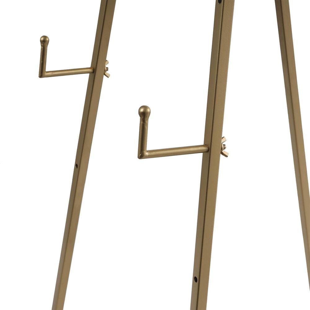 Maple and Jade 52&quot; Adjustable 3-Tier Display Easel with Circular Ring Top in Polished Gold, , large