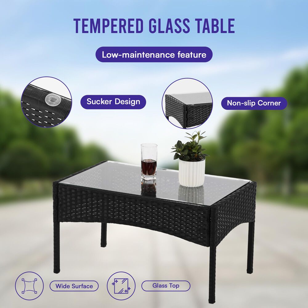 Furniture of America Bianca 4-Piece Patio Conversation Set in Black, , large