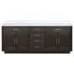 Lexora Home Abbey 84" Double Bathroom Vanity in Brown Oak with 2 cm White Carrara Marble Top and Rectangular Sinks, , large