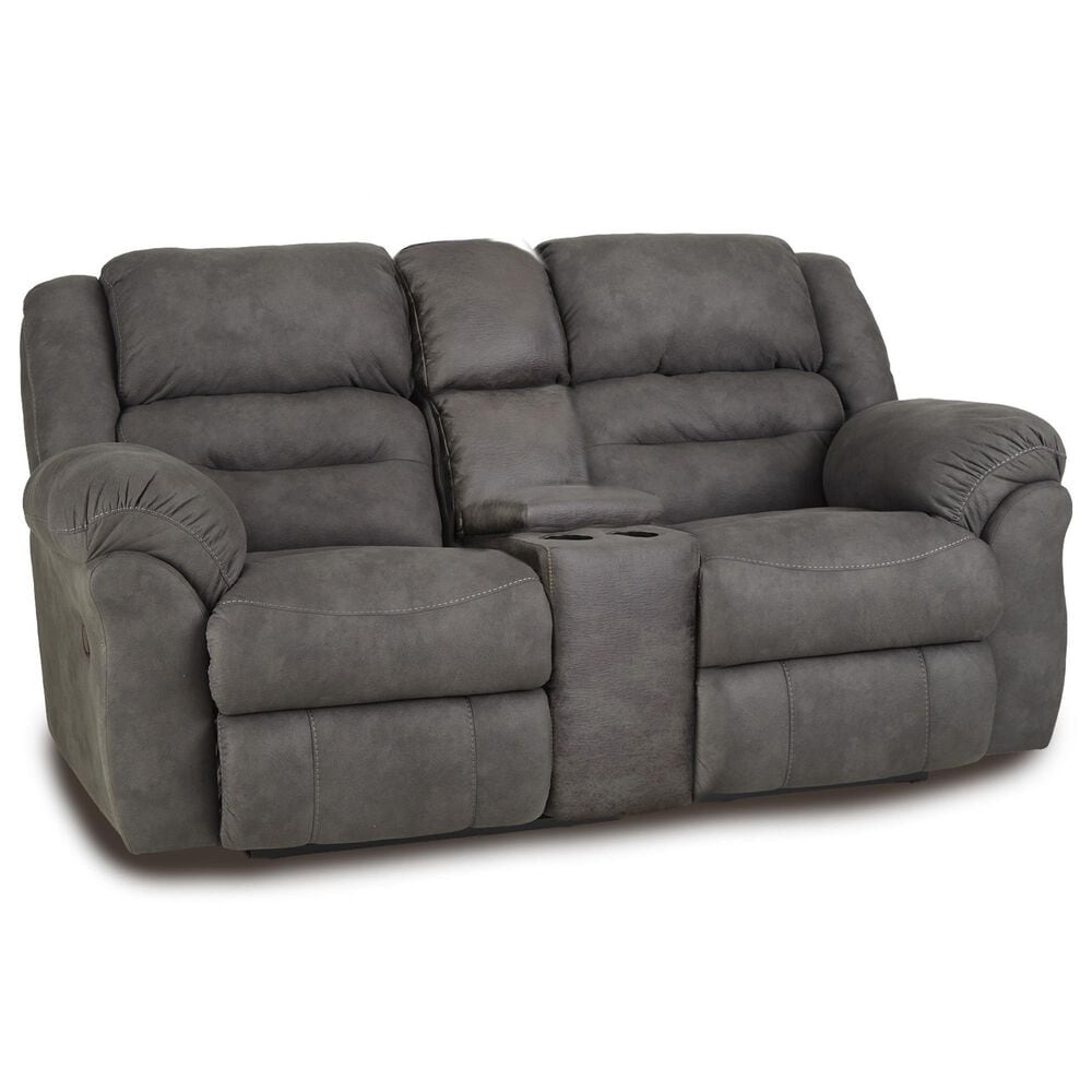 HomeStretch Gambler Manual Double Reclining Loveseat with Console in Bridgestone Dark Shadow, , large