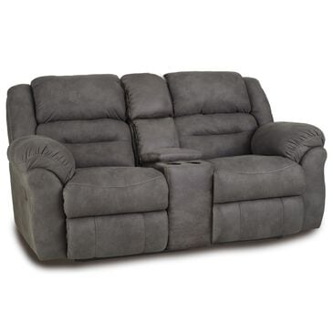 HomeStretch Gambler Manual Double Reclining Console Loveseat in Bridgestone Dark Shadow, , large