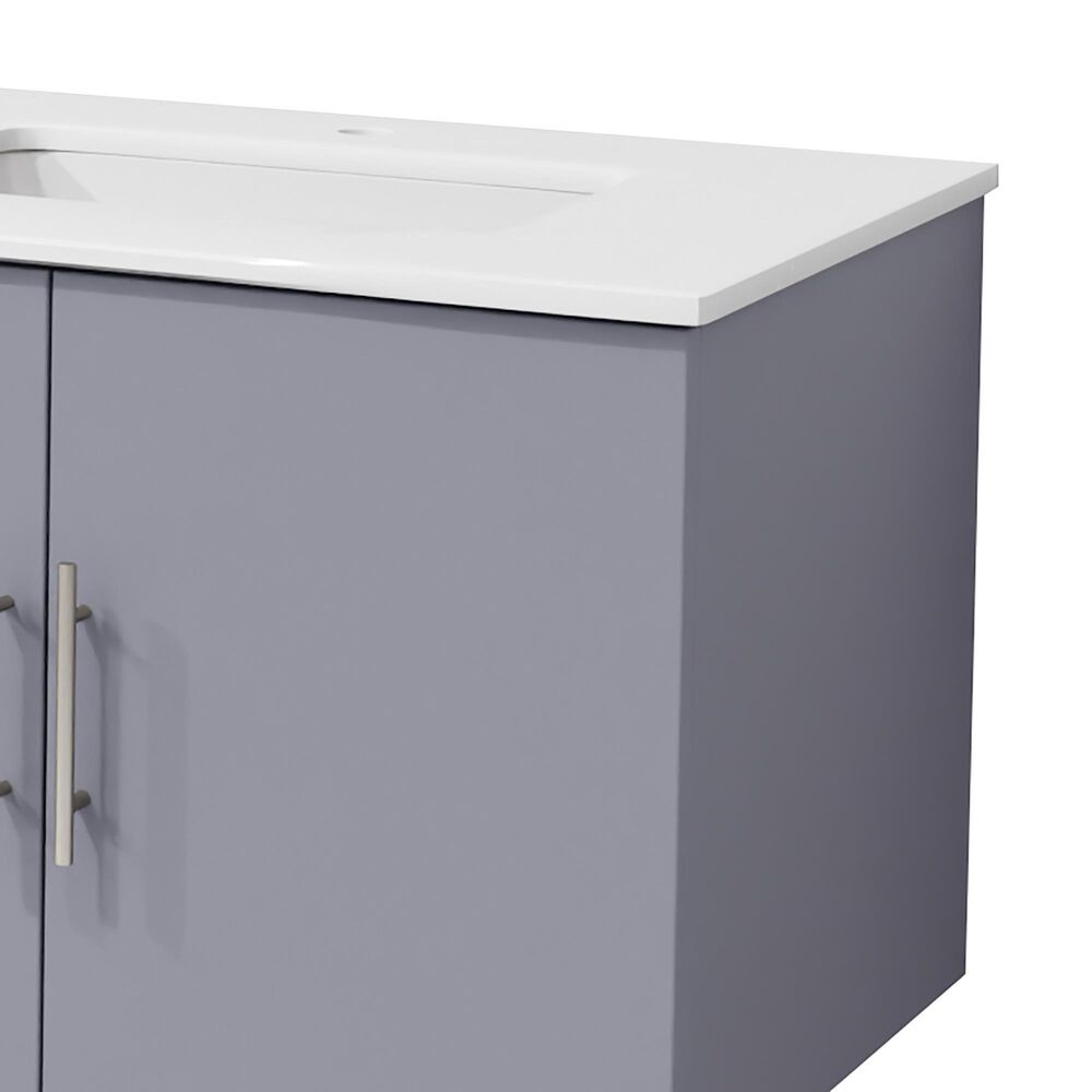 Lexora Home Geneva 72" Double Bathroom Vanity in Dark Grey with 2 cm White Quartz Top and Rectangular Sinks, , large