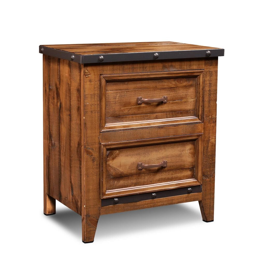 Sunset Bay Urban Rustic 2 Drawer Nightstand in Rustic Brown, , large