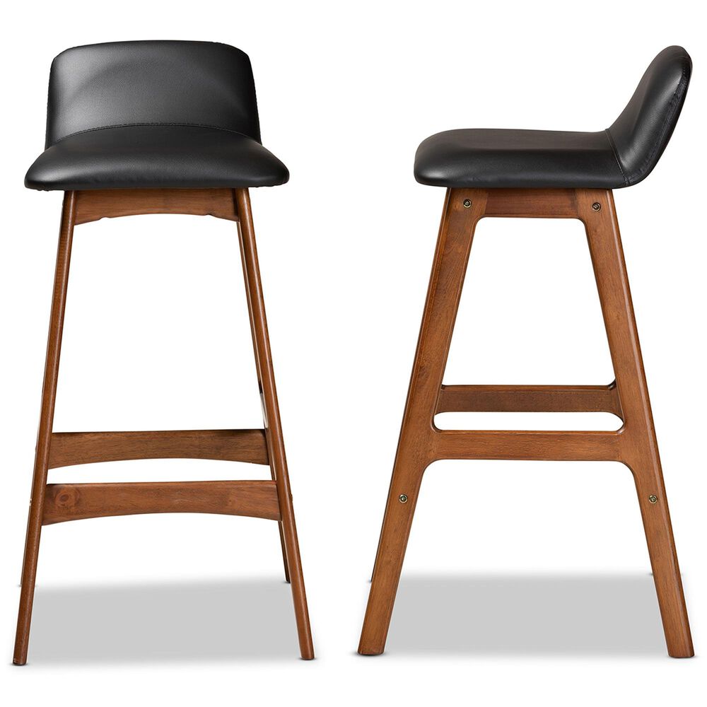 Baxton Studio Darrin Bar Stool in Walnut Brown (Set of 2), , large