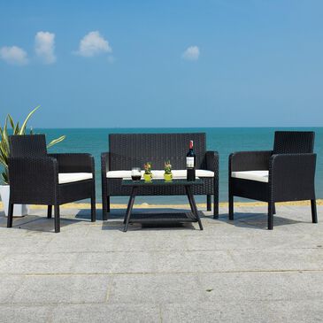 Safavieh Aboka 4-Piece Outdoor Living Set in Black/Beige, , large