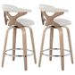 LumiSource Gardenia Swivel Fixed-Height Counter Stool with Cream Fabric Upholstery in Chrome and Whitewashed (Set of 2), , large