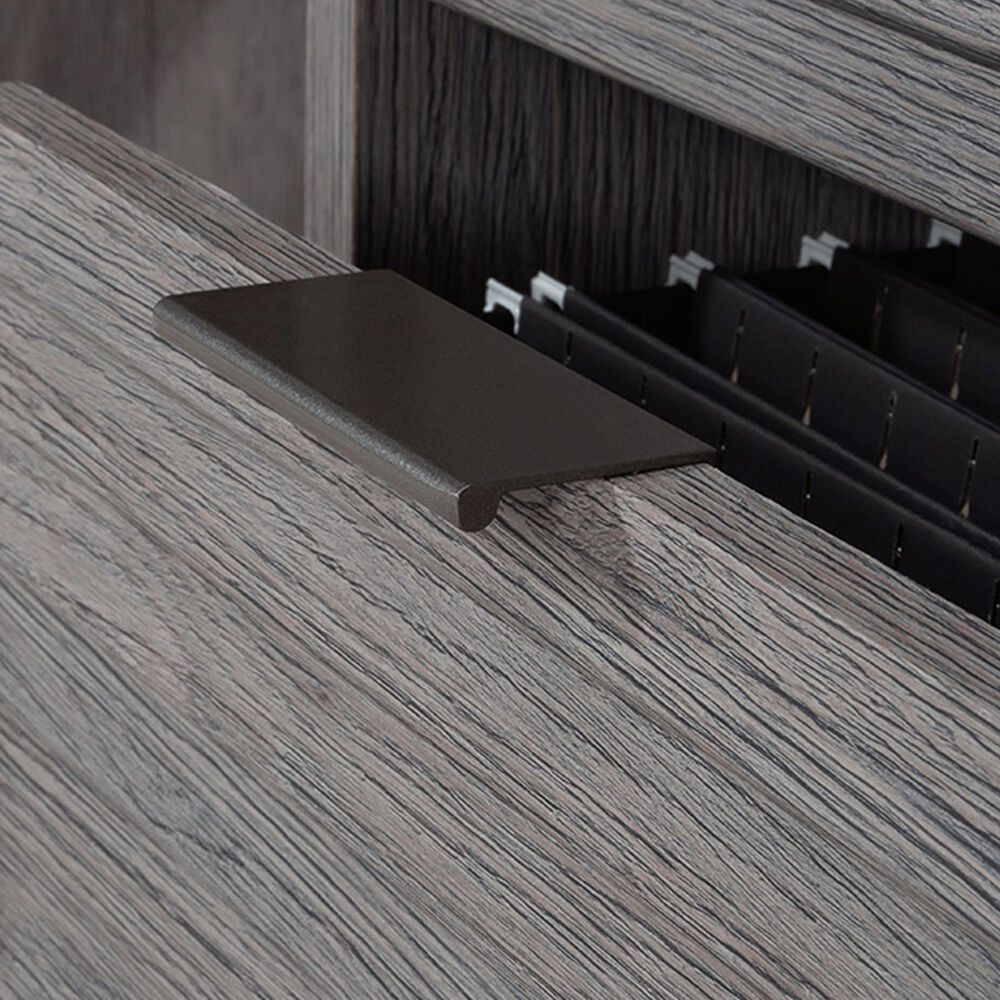 Sauder East Rock Single Pedestal Desk in Ashen Oak and White, , large