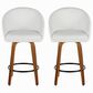 LumiSource Matisse 26" Swivel Counter Stool with White Faux Leather Upholstery in Walnut and Black (Set of 2), , large