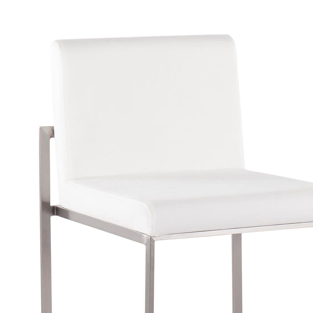 Lumisource Fuji Stackable Counter Stool with White Velvet Cushion in Brushed Stainless Steel &#40;Set of 2&#41;, , large
