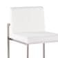 Lumisource Fuji Stackable Counter Stool with White Velvet Cushion in Brushed Stainless Steel (Set of 2), , large