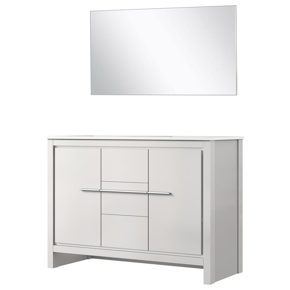 Lexora Home Lafarre 48" Double Bathroom Vanity in Navy Blue with 2 cm White Quartz Top, Rectangular Sinks and 43" Mirror, , large