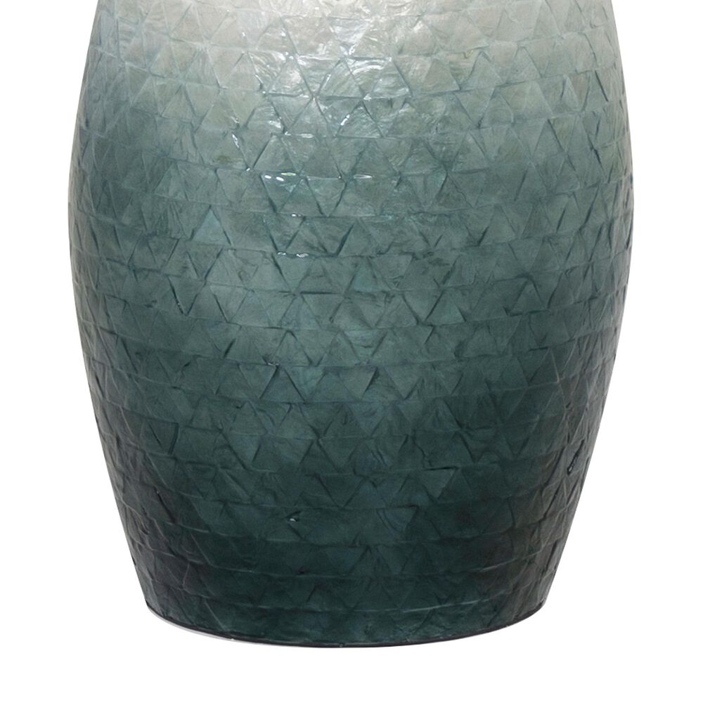 Linon Home Decor Prianna Drum End Table with Ombre Capiz in Blue and White, , large