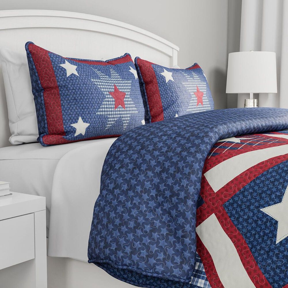 Timberlake Lavish Home 3-Piece Full/Queen Homestead Quilt Set in Red, White, Blue, , large