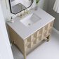 James Martin Vanities Emmeline 36" Single Bathroom Vanity in Pebble Oak with 3 cm White Zeus Quartz Top and Rectangular Sink, , large