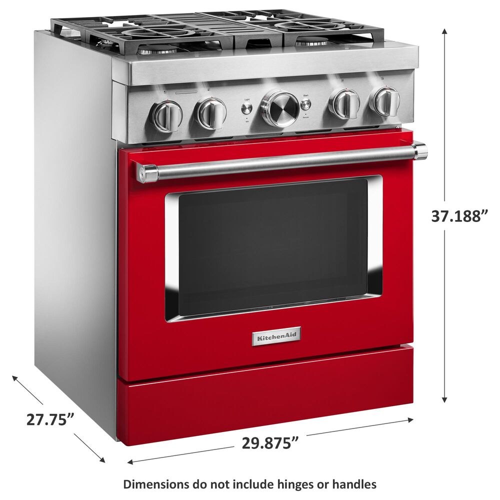 KitchenAid 30&quot; Professional Smart Dual Fuel Range in Passion Red, , large