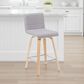 Armen Living Vienna Swivel Counter Height Stool with Gray Upholstery in Patterned Oak, , large