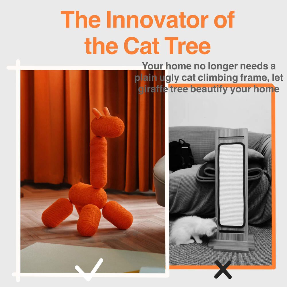 HOMLUX Giraffe Cat Tower Climb Toy Play Center in Orange, , large