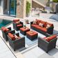 HOMLUX 7-Piece Rattan Sectional Set in Orange, , large