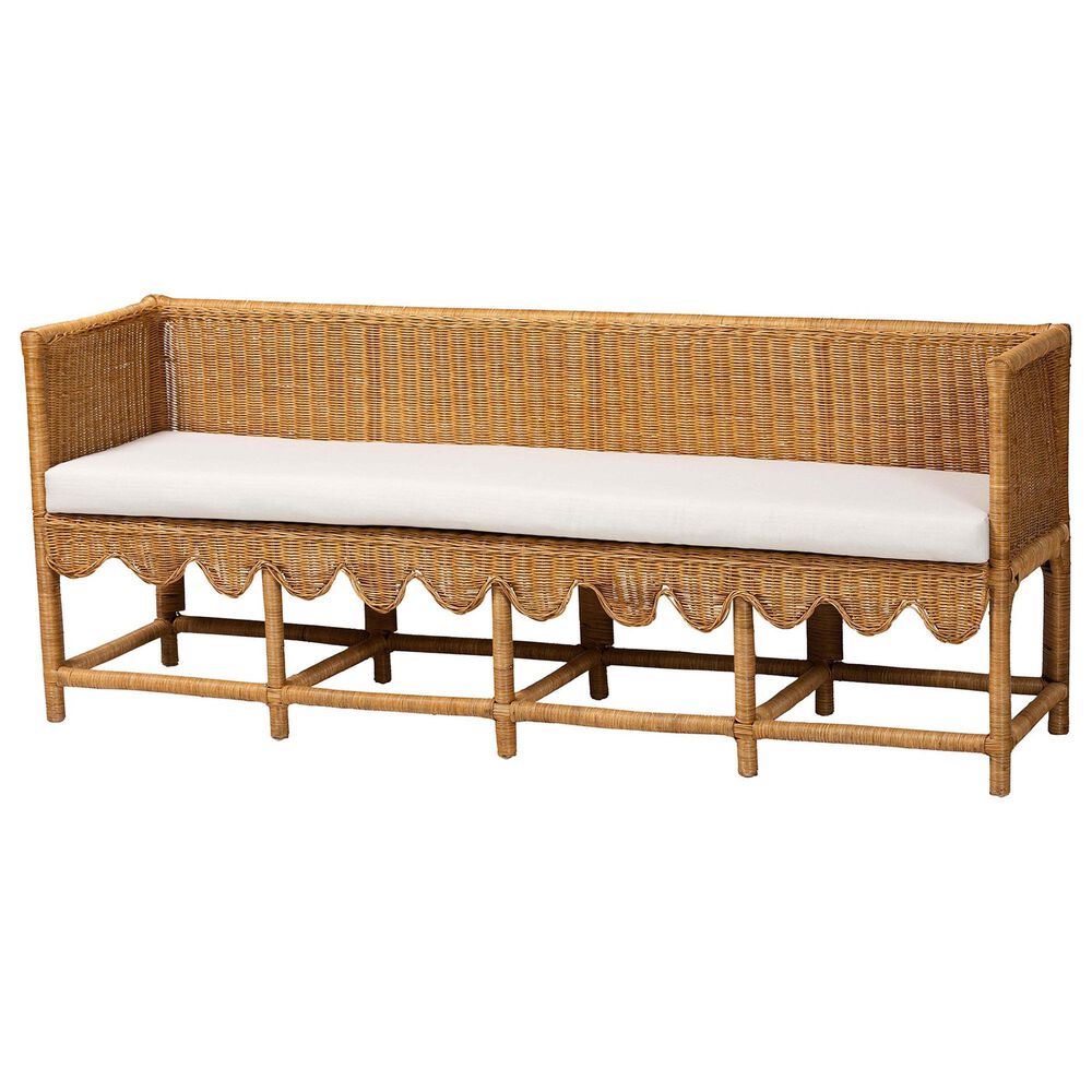 Baxton Studio Seranay Dining Bench in Light Honey, , large