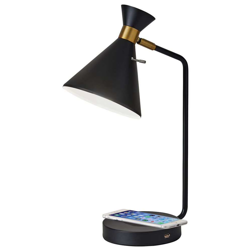 Adesso Maxine Desk Lamp with Wireless Charging + USB in Matte Black, , large