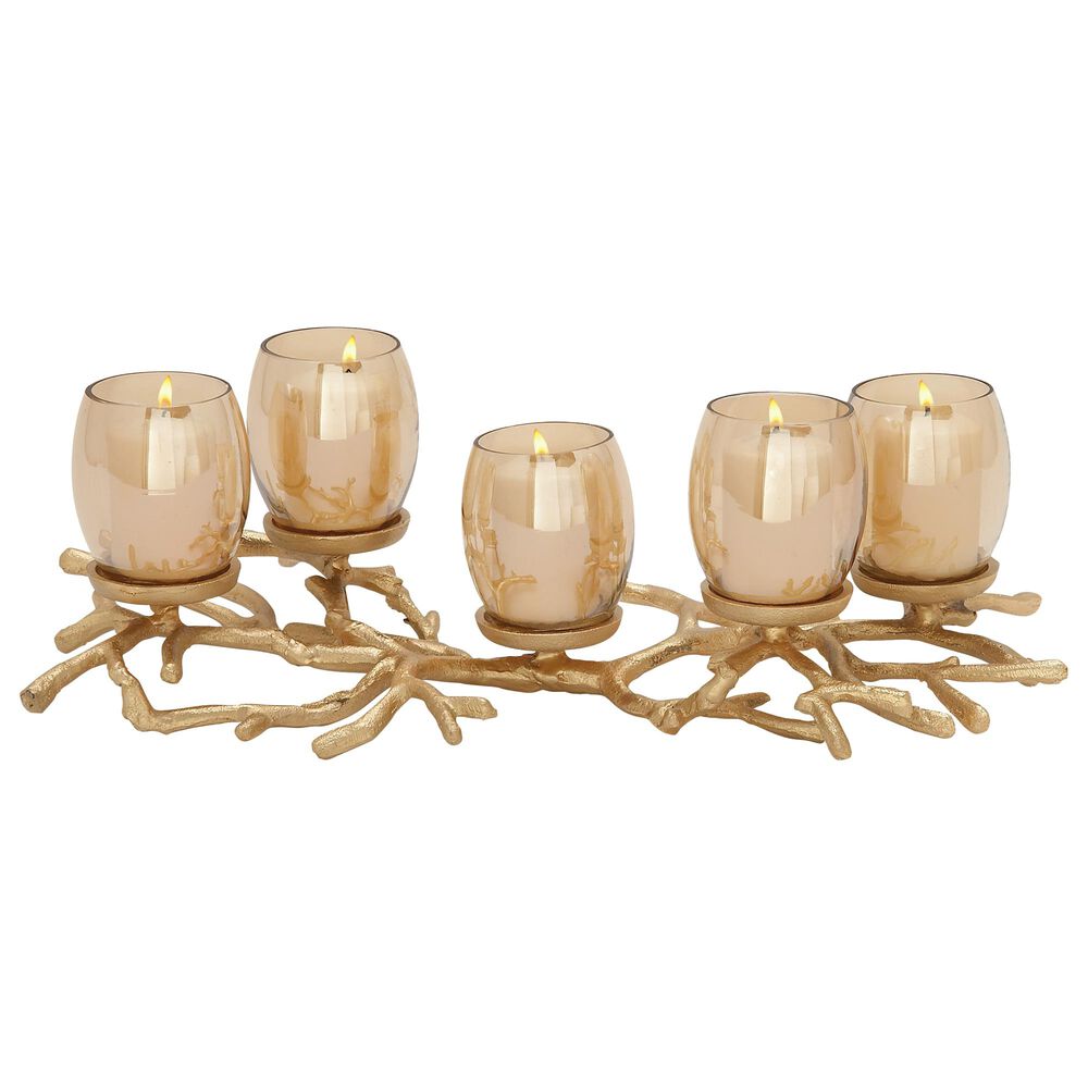 Maple and Jade 19&quot; x 6&quot; Hurricane Lamp in Gold, , large