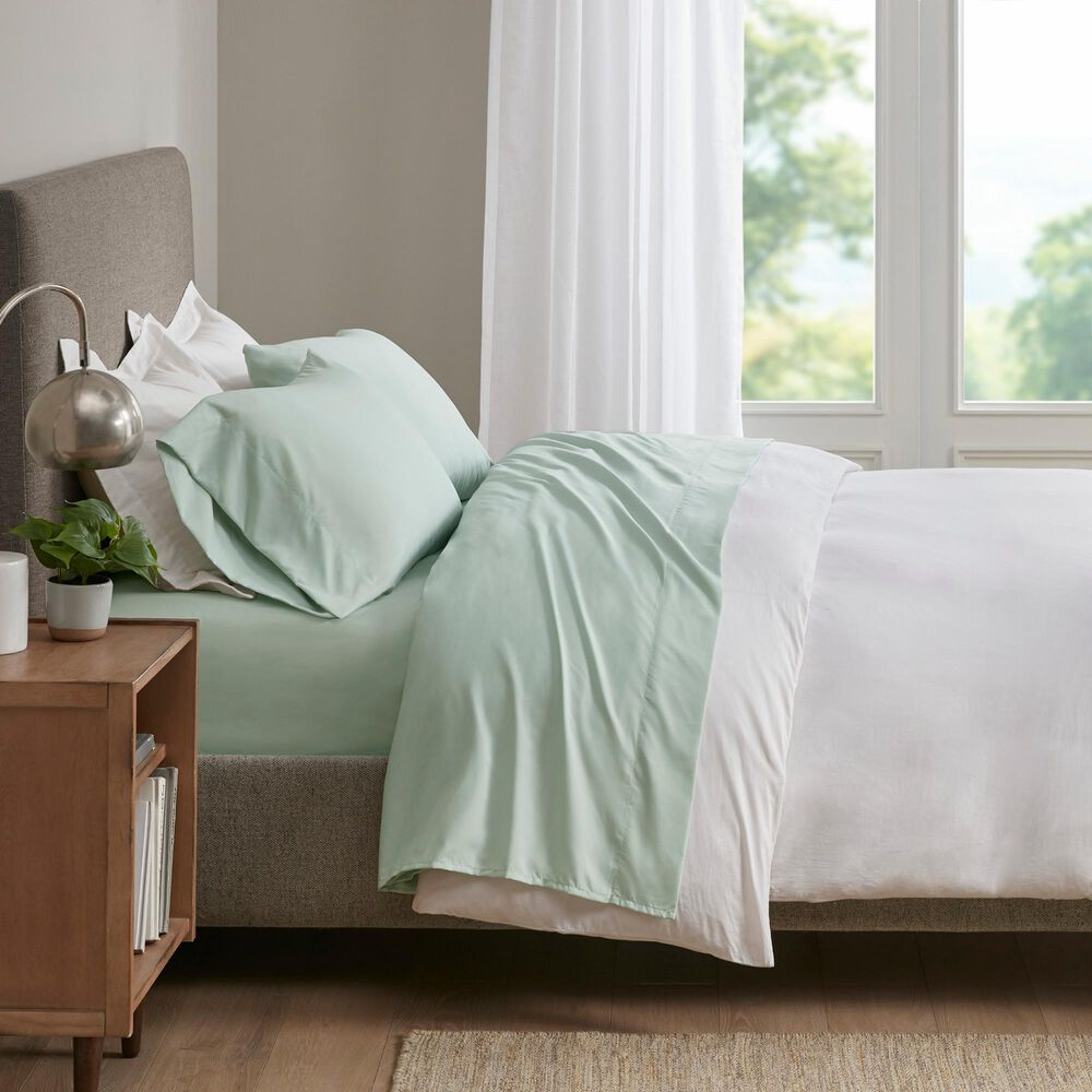 Hampton Park Smart Cool Microfiber 4-Piece Full Sheet Set in Aqua, , large