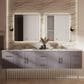 Lexora Home Geneva 84" Double Bathroom Vanity in Dark Grey with 2 cm White Carrara Marble Top and Rectangular Sinks, , large