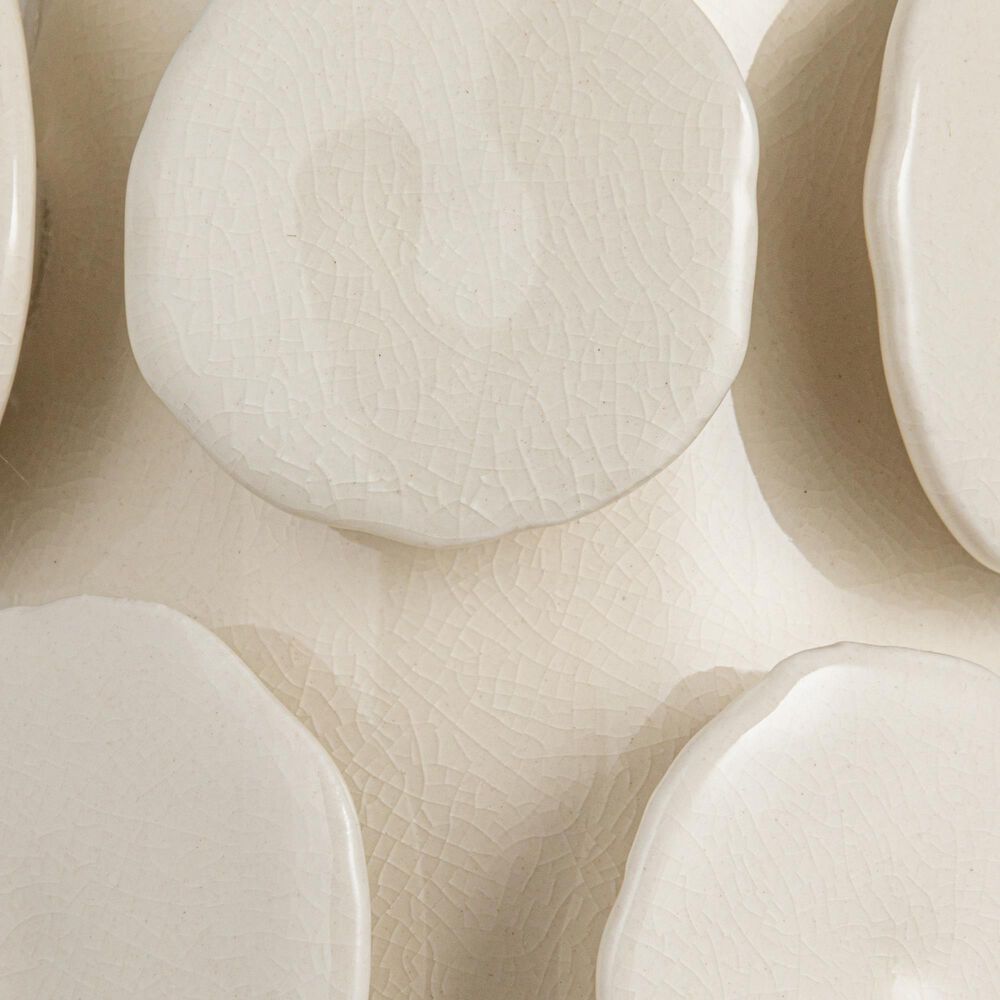 Creative Coop Adeline Stoneware Conical Table Lamp in Cream and Brass, , large