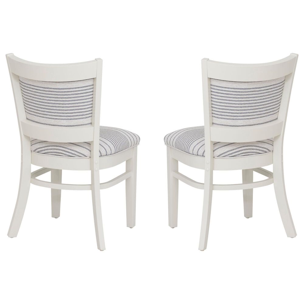 Linon Home Decor Lainey Side Chair with Light Grey Stripe Cushion in White (Set of 2), , large