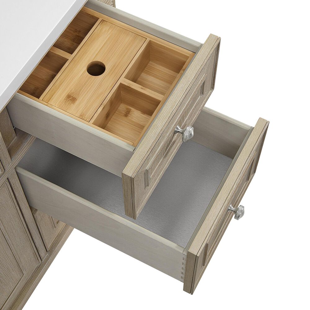 James Martin Vanities Lorelai 48" Single Bathroom Vanity in Whitewashed Oak with 3 cm Eternal Jasmine Pearl Silestone Top, Rectangular Sink and FreePower Wireless Charger, , large