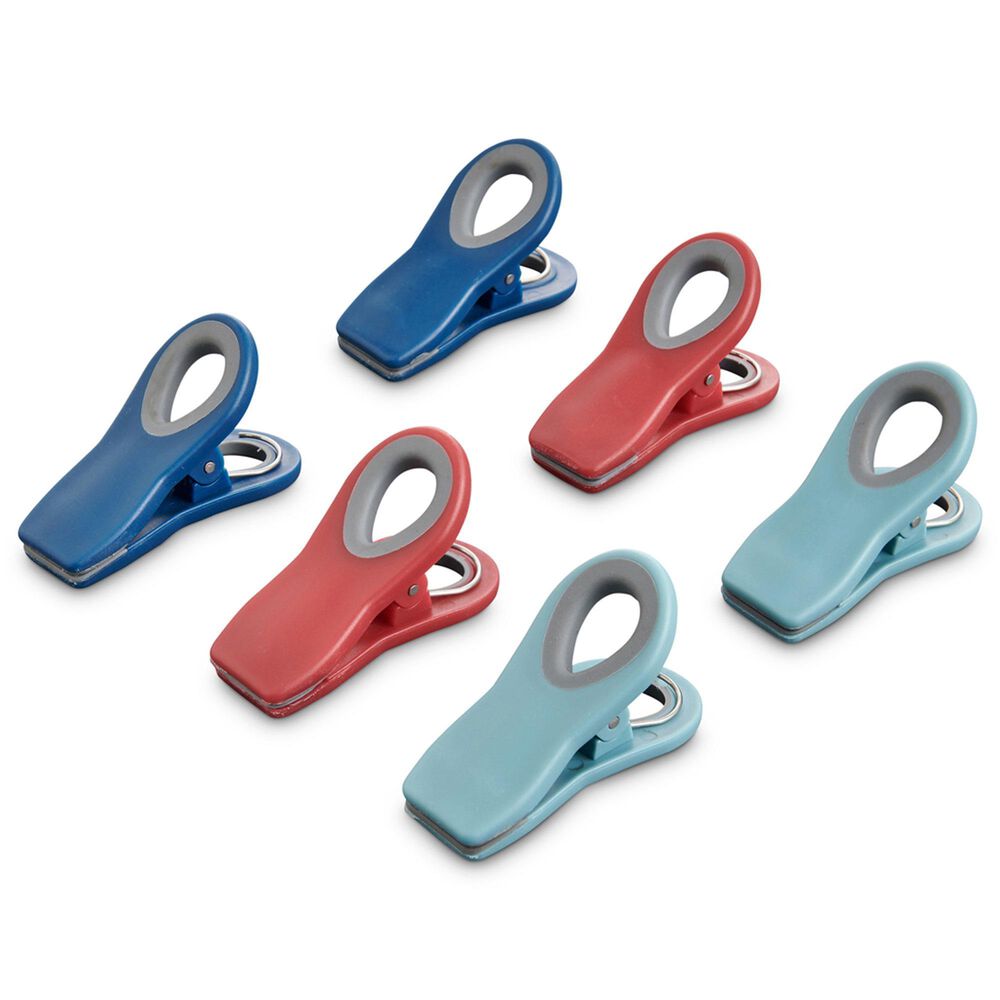HIC Kitchen Magnetic Clips in Turquoise, Red and Navy (Set of 6), , large