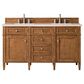 James Martin Vanities Brittany 60" Double Bathroom Vanity in Saddle Brown with 3 cm Eternal Marfil Quartz Top and Rectangular Sinks, , large