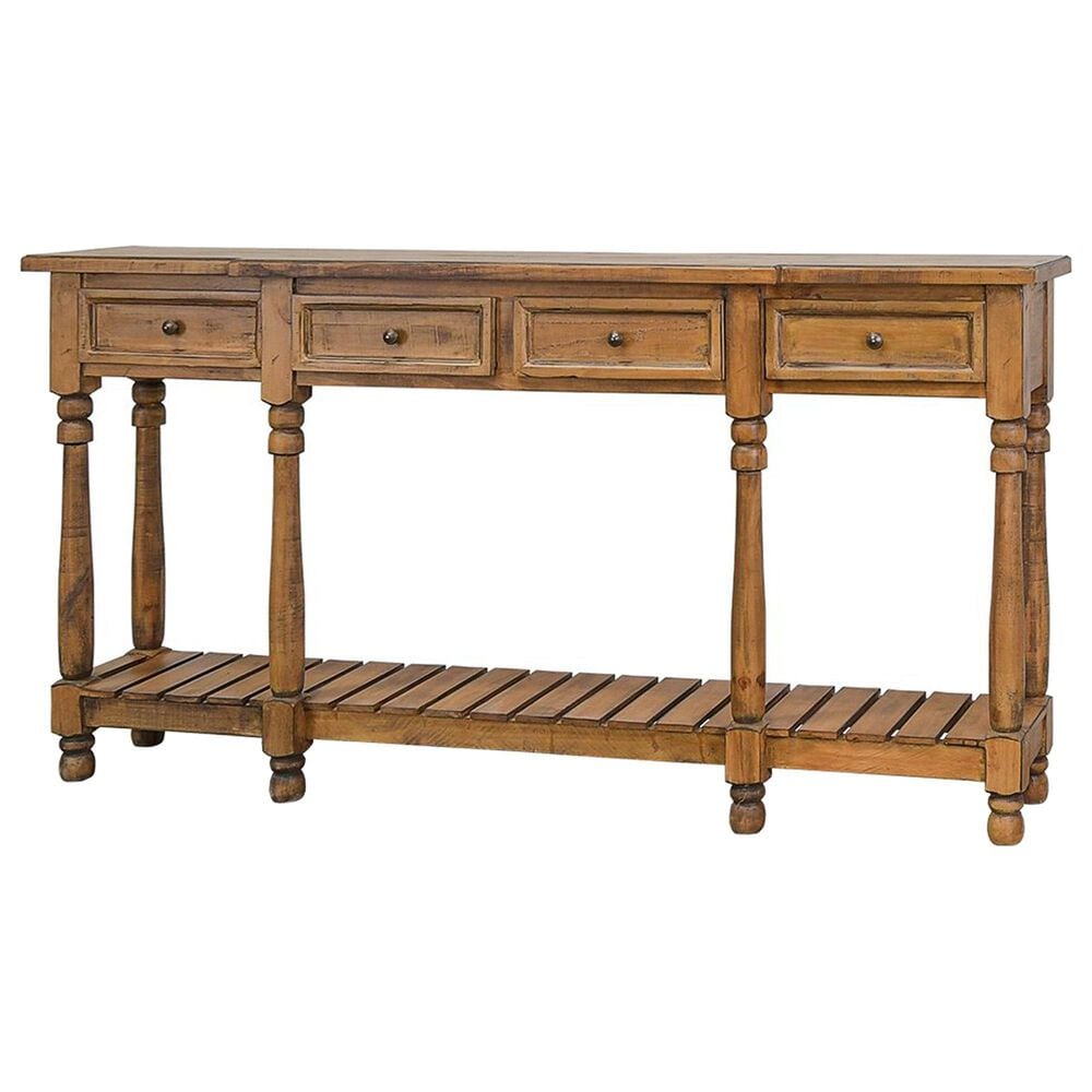 Rustic Imports Kensley 4-Drawer Console Table in Toasted Pecan, , large