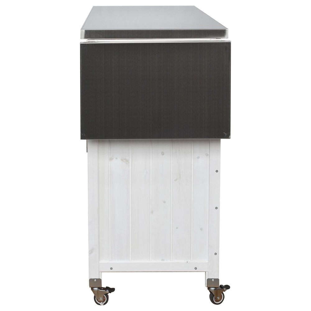 Hearth and Haven Outdoor Kitchen Island Cart with Adjustable Shelves and Stainless Steel Top in White, , large
