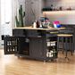 HOMLUX 48" Kitchen Island with Drop Leaf in Black and Natural, , large
