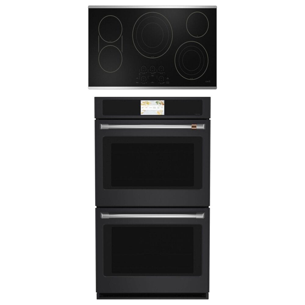 Cafe 2-Piece Kitchen Package with Matte Black 30" Smart Built-In Convection Double Wall Oven and Stainless Steel 36" Electric Cooktop, , large