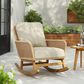 Hearth and Haven Outdoor Wicker Rocking Chair with Light Teak Frame in Beige (Set of 2), , large
