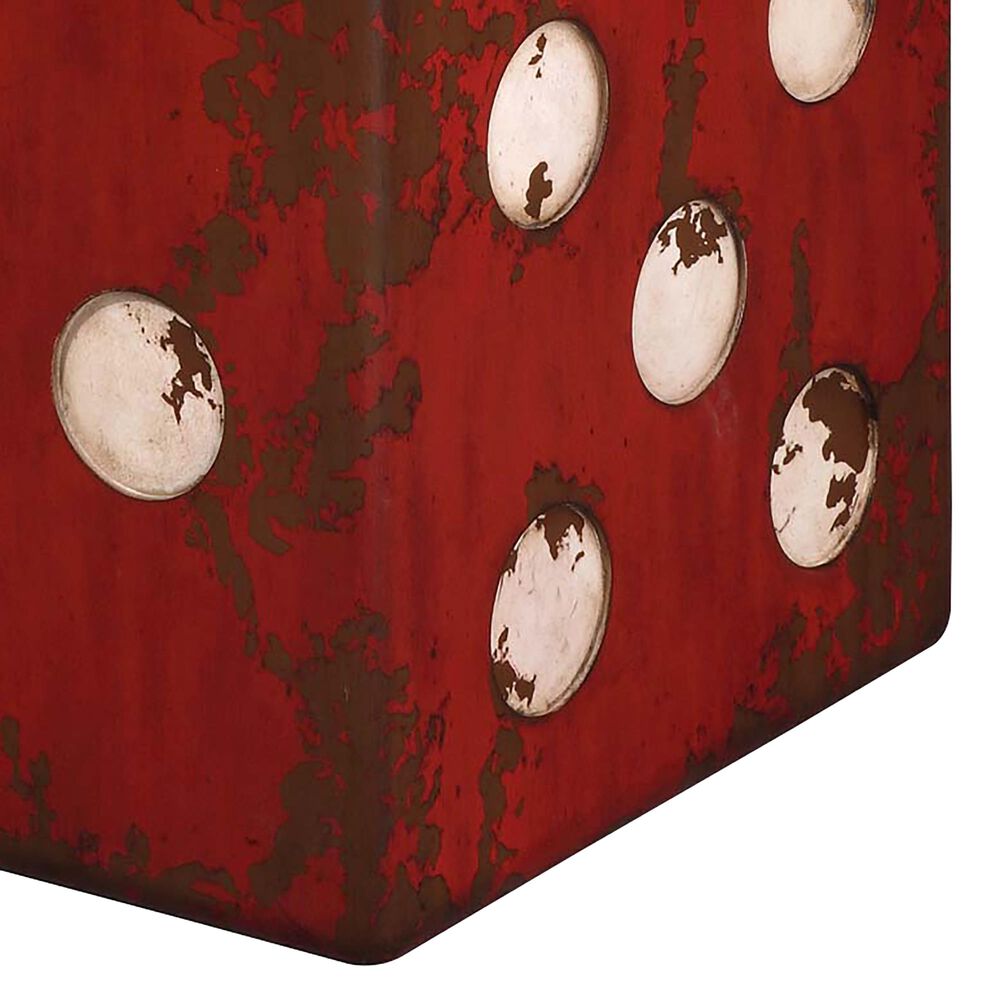 Uttermost Dice Accent End Table in Burnt Red and Antiqued Ivory, , large