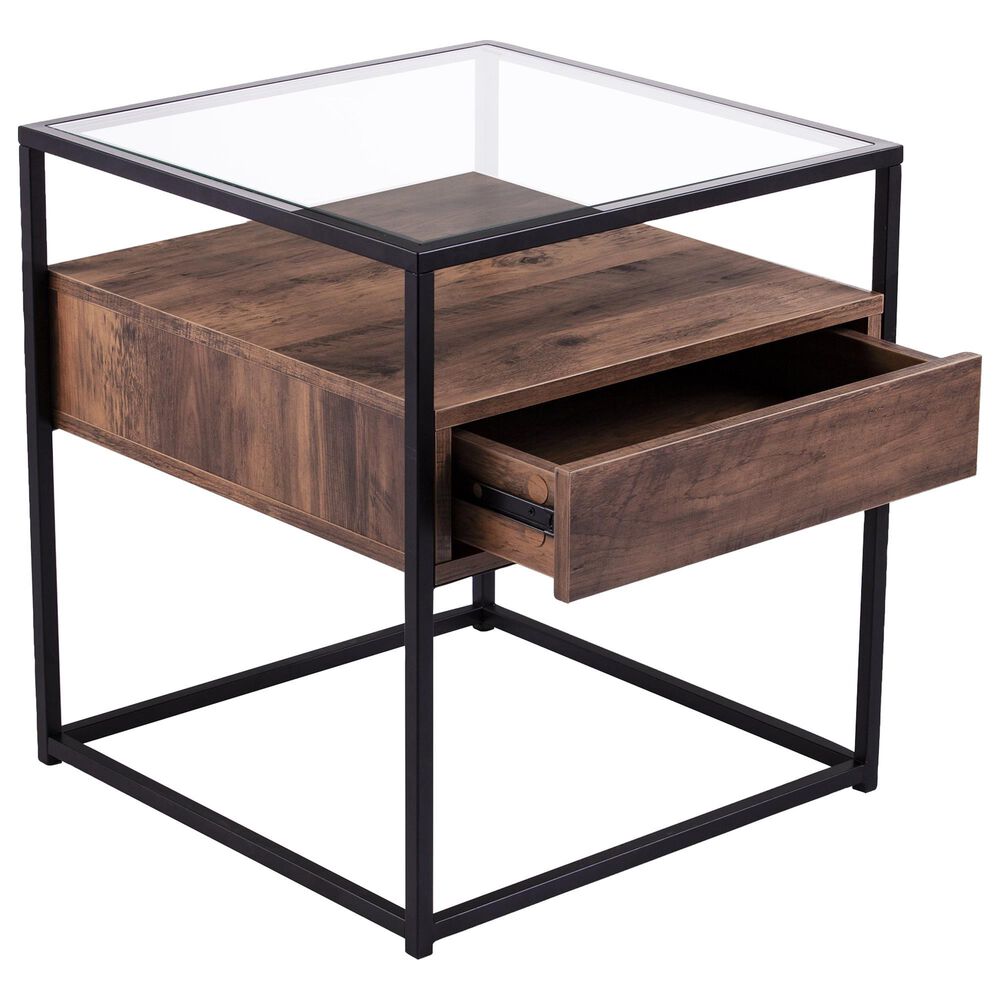 Southern Enterprises Olivern End Table in Black and Natural, , large